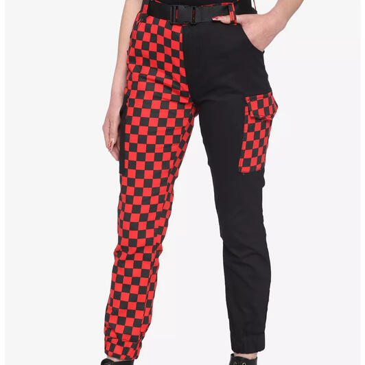 Red and black checkered pants