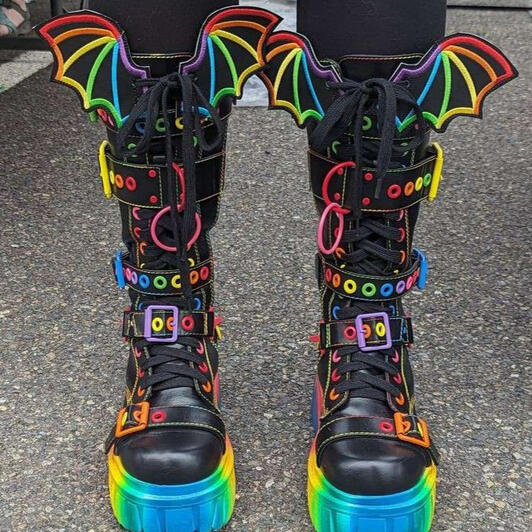 Rainbow platform boots