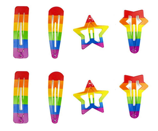 Rainbow clips for hair + yarmulke